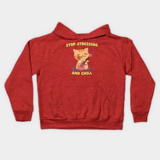 Stop Stressing and Chill - Guitar Chibi Cat II Kids Hoodie